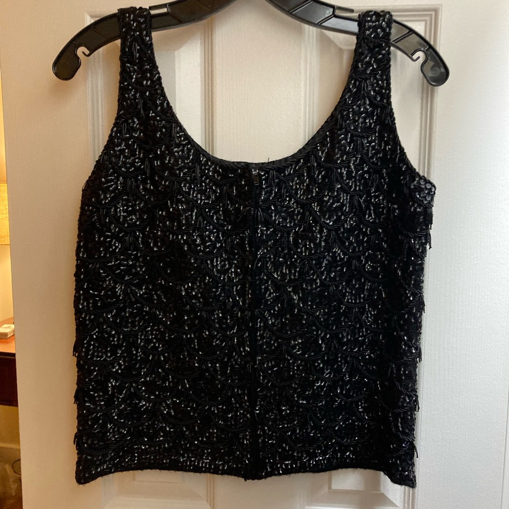 Elegant Black Beaded Women's Top